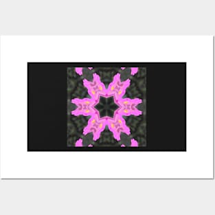 Zinnia Flower Butterfly Kaleidoscope Pattern (Seamless) 3 Posters and Art